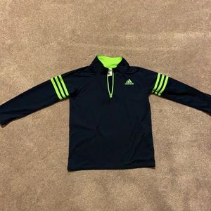 Adidas 1/4 zip lightweight pullover navy/lime